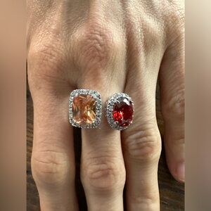 Sterling size 7 double stone ring